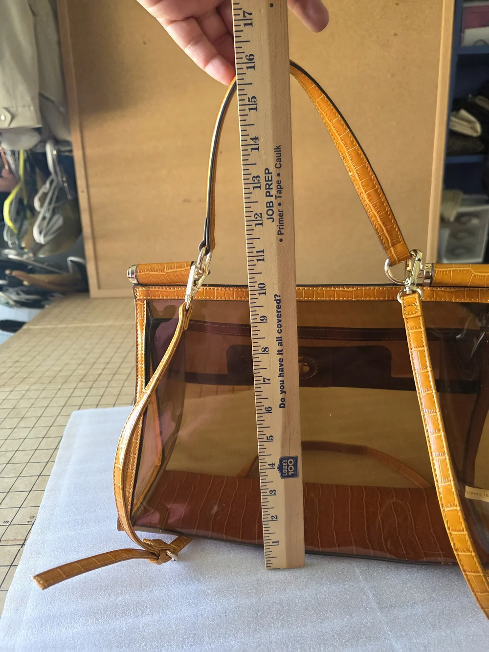 Clear Stadium Concert Bag Horsebit Satchel Orange Croc Trim Crossbody Transparen
